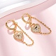 Серьги-кольца из латуни с микропаве и прозрачным кубическим цирконием в форме сердца EJEW-F384-07G-2