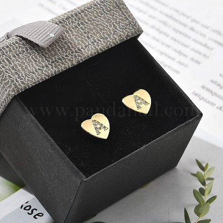 Серьги-гвоздики из латуни с микропаве из прозрачного кубического циркония EJEW-K299-01G-A-1