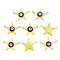 201 Stainless Steel Enamel Links Connectors, Star with Evil Eye, Golden, 12.5x16x2mm, Hole: 1mm