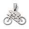 201 Stainless Steel Pendants, Cycling Charms, Laser Cut, Anti-Tarnish, Stainless Steel Color, 21x28x1mm, Hole: 7x5mm