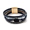Vintage Leather Bracelet with European and American White Crystal Inlaid Diamonds - Magnetic Buckle., 0.1cm