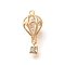 Brass Pendants, Hot Air Balloon, with Glass, Faceted, Real 18K Gold Plated, 17x7mm, Hole: 1mm