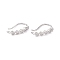 Rack Plating Brass Micro Pave Cubic Zirconia Earring Hooks, with Horizontal Loop, Long-Lasting Plated, Real Platinum Plated, 15x16x2mm, Hole: 1.4mm, 21 Gauge, Pin: 0.7mm