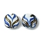 Handmade Gold Sand Lampwork Beads, Flat Round, Dodger Blue, 20.5x11mm, Hole: 1.4mm
