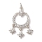Brass Micro Pave Cubic Zirconia Pendants, Woven Net, with Jump Ring, Cadmium Free & Lead Free, Rack Plating, Long-Lasting Plated, Silver, 27.5x17x3mm, Hole: 3mm