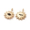 Brass Charms, for DIY Jewelry Making, with Cubic Zirconia, Eye, Real 18K Gold Plated, Black, 14x12x2mm, Hole: 1mm
