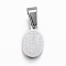 Non-Tarnish 304 Stainless Steel Religion Pendants, Oval with Single Sided Saint Jude, Stainless Steel Color, 13.5x8x1.5mm, Hole: 4x6mm