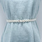White Plastic Imitation Pearl Beaded Stretch Waist Chains, with Alloy Clasps, Platinum, Bowknot, 650mm
