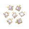 Brass+Cubic Zirconia Charms, Cadmium Free & Lead Free, Square, Raw(Unplated), 9x6.5x3.5mm, Hole: 1mm