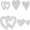 FINGERINSPIRE 6Pcs Heart Shape Rhinestone Patches Silver Heart Rhinestone Appliques Shinny Heart Shape Crystals Appliques With Container Decorative Accessories for DIY Craft Clothing Repair