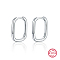 Anti-Tarnish Rectangle Rhodium Plated 925 Sterling Silver Hoop Earrings, with 925 Stamp, Platinum, 15x12mm