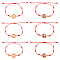 6Pcs Saint Benedict Medal Alloy Link Bracelets Set, Polyester Cord Adjustable Bracelets, Red, Inner Diameter: 2-1/2~3-1/4 inch(6.5~8.3cm)