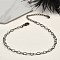 Brass Heart Link Bracelets for Women, Long-Lasting Plated, 901 Stainless Steel Clasp, Lead Free & Cadmium Free, Gunmetal, 8-5/8 inch(22cm)+extender: 60~80mm