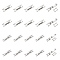 24Pcs 2 Styles Brass Fold Over Clasps, Rectangle, Platinum, 15~16.5x3.5~4.5x4.5mm, 12pcs/style