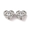 Brass Micro Pave Clear Cubic Zirconia Beads, Cadmium Free & Nickel Free & Lead Free, Heart, Platinum, 12x15x10mm, Hole: 1.8mm