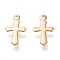 304 Stainless Steel Pendants, Laser Cut, Cross, Golden, 11.5x7x0.3mm, Hole:1.2mm