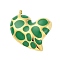 304 Stainless Steel Pendants, with Enamel, Heart Charm, Golden, Sea Green, 25x24x4mm, Hole: 2mm