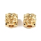 Brass Beads, Cadmium Free & Nickel Free & Lead Free, Cube with Flower, Real 18K Gold Plated, 5x5x5mm, Hole: 2mm