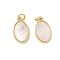 Brass Pave Natural Shell Pendants, with Jump Rings, Real 18K Gold Plated, Lead Free & Cadmium Free, Long-Lasting Plated, Rack Plating, Seashell Color, Oval, 17.5x10x2mm, Hole: 3mm