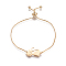 201 Stainless Steel Kitten Slider Bracelets, Box Chains, Cute Cat, Golden, 9-5/8 inch~9-7/8 inch(24.5~25cm), Links: 21x14x1.5mm