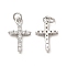 Brass Micro Pave Cubic Zirconia Pendants, Cadmium Free & Nickel Free & Lead Free, with Jump Ring, Religion Cross Charms, Platinum, 18.5x11.5x3mm, Hole: 3.3mm