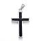 304 Stainless Steel Enamel Pendants, Cross, Black, 47x28.5x4mm, Hole: 5x9mm