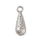 Non-Tarnish 304 Stainless Steel Pendants, Teardrop Charm, Stainless Steel Color, 17x6x5mm, Hole: 2mm