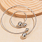 Brass Round Cuff Choker & Bangle Sets, with Cubic Zirconia, Platinum
