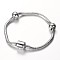 Tarnish Resistant 304 Stainless Steel European Style Snake Chains Bracelet Making, with European Clasps, Stainless Steel Color, 180x3mm