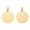 Ion Plating(IP) 304 Stainless Steel Pendants, Manual Polishing, Flat Round Charm, Stamping Blank Tag, Golden, 25x1.5mm, Hole: 8.5x3.5mm