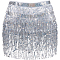 GORGECRAFT Women Belly Dance Skirt Silver Sequin Fringe Hip Wrap Skirts Sparkly Tassel Hip Scarf Halloween Party Performance Outfits Rave Costume for Dancer Yoga Belly Dancing Festival Clothing