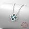 Anti-Tarnish Rhodium Plated Sterling Silver Clover Pendant Necklaces, with Cubic Zirconia, Platinum, 15.75 inch(40cm)