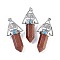 Synthetic Goldstone Faceted Pointed Bullet Big Pendants, Rack Plating Brass Tree of Life Triangle Charms, Platinum, Lead Free & Cadmium Free, 56~57x26.5~27x16.5~17mm, Hole: 6x4mm