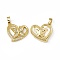 Brass Micro Pave Clear Cubic Zirconia Pendants, Cadmium Free & Nickel Free & Lead Free, Heart with Butterfly Charms, Real 18K Gold Plated, 19.5x19x3.5mm, Hole: 5x2.5mm