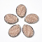 Druzy Resin Big Pendants, with Rhinestone and Brass Loop, Teardrop, Platinum, Light Salmon, 51~52.5x36~37x11.5~13.5mm, Hole: 1.6mm