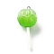 Translucent Resin Imitation Food Pendants, Lollipop Charms with Platinum Tone Iron Loops, Green, 48~50.5x22.5mm