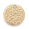 Ion Plating(IP) 304 Stainless Steel Charms, Textured, Laser Cut, Flat Round, Light Gold, 10x0.8mm, Hole: 1.4mm