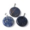 Natural Sodalite Pendants, Disc Charms with Platinum Tone Brass Findings, 29x25x6mm, Hole: 7x4mm
