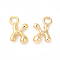 Brass Charms, Real 18K Gold Plated, Letter K, 12x8x2.5mm, hole: 2.5mm