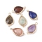 Natural Mixed Gemstone Links connectors, with Golden Tone Brass Findings, Teardrop, 22x12x5mm, Hole: 1.6mm