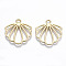 Rack Plating Alloy Open Back Bezel Pendants, Cadmium Free & Lead Free, Shell Shape, Light Gold, 21x20.5x1mm, Hole: 2mm