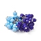 Glass Seed Beaded Grape Pendants, with 304 Stainless Steel Jump Ring, Two Tone, Blue, 15x30x22mm, Hole: 5mm