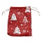Silver Stamping Christmas Velvet Storage Bags, Drawstring Bags, Rectangle, Red, Christmas Tree, 12x9x0.01cm