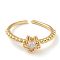 Brass Micro Pave Clear Cubic Zirconia Cuff Rings, Open Solitaire Rings, Star, Golden, US Size 8, Inner Diameter: 18mm