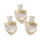 Real 18K Gold Plated Rack Plating Brass Micro Pave Cubic Zirconia Pendants, with Glass, Long-Lasting Plated, Cadmium Free & Lead Free, Heart, Navajo White, 20x13x9mm, Hole: 1.8x5mm