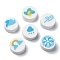Handmade Polymer Clay Beads, Flat Round with Weather Pattern, Light Sky Blue, 10x4.5mm, Hole: 1.6mm