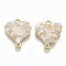 Alloy Links connectors, with Gemstone and Enamel, Heart, Light Gold, Creamy White, 20x16x6mm, Hole: 1.5mm