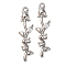 Brass Micro Pave Clear Cubic Zirconia Pendants, Cadmium Free & Nickel Free & Lead Free, Rose, Platinum, 27x7x3.5mm, Hole: 1.4mm