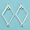 Brass Connector Charms, Cadmium Free & Lead Free, Rhombus Frame Links, Long-Lasting Plated, 925 Sterling Silver Plated, 24.5x12x1mm, Hole: 1.2mm
