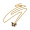 Rack Plating Brass Micro Pave Cubic Zirconia Butterfly Pendant Necklaces, Long-Lasting Plated Jewelry for Women, Cadmium Free & Lead Free, Real 18K Gold Plated, 15.63 inch(39.7cm)